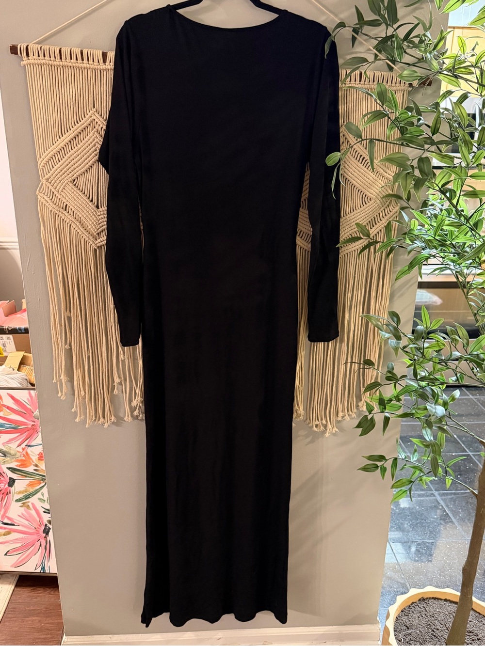 SKIMS Black Long Sleeve Scoop Maxi Dress - Picture 7 of 7
